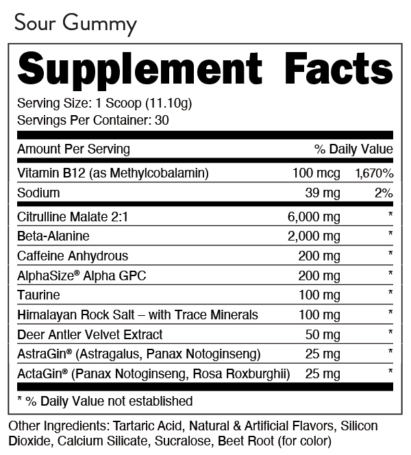 Bucked Up Pre Workout Sour Gummy Best Pre Workout Supplements | Pre Workout for Men & Women - Bucked Up