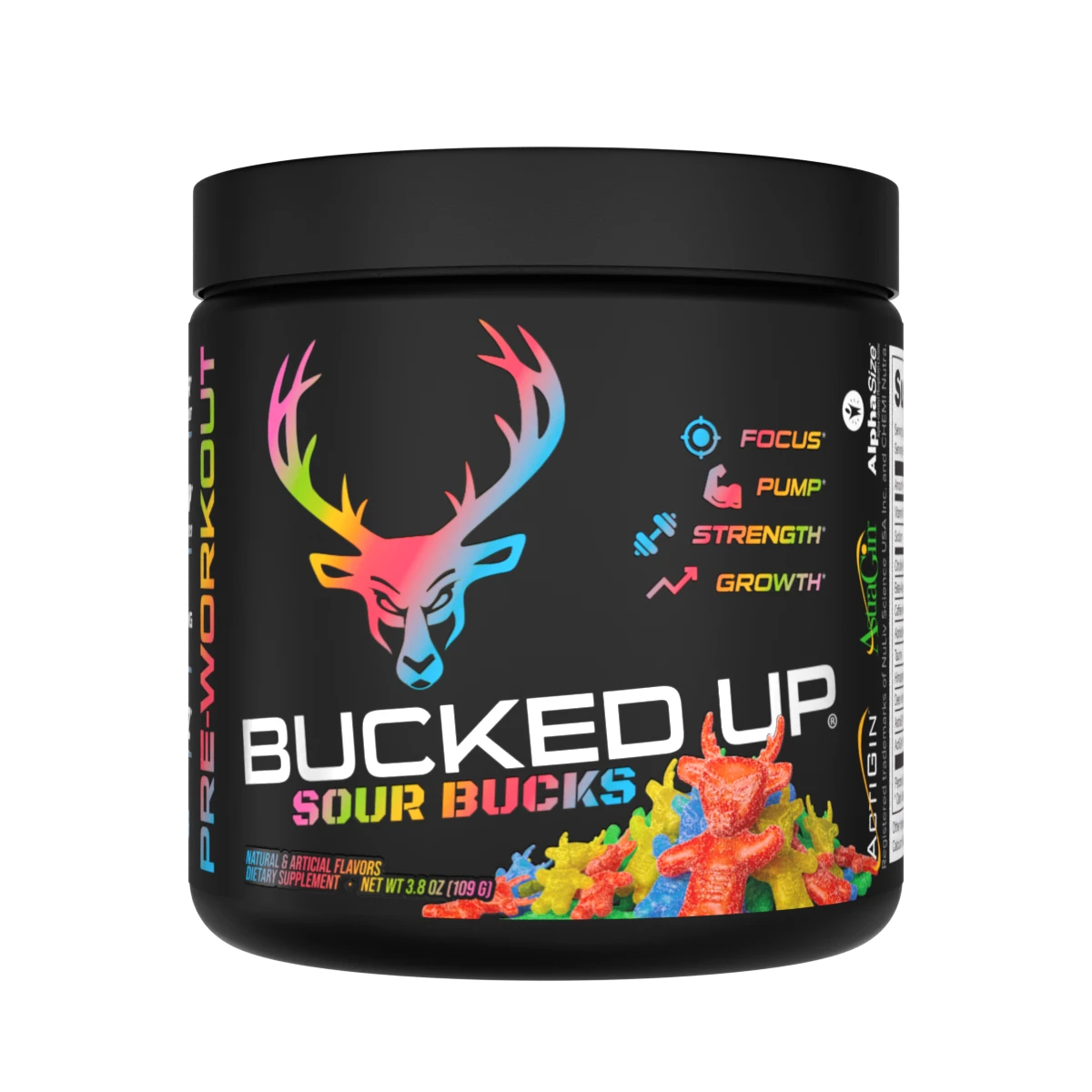 Bucked Up Pre Workout Sour Gummy Candy Series Pre-Workout - Single Travel Tub - Bucked Up